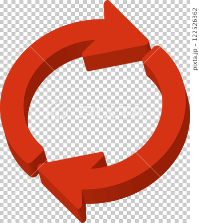赤い立体的な循環矢印サイクルのアイコンイラスト 122526362