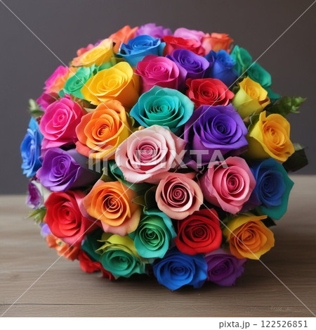 カラフルなバラの花束 カラフルなバラの花束 122526851