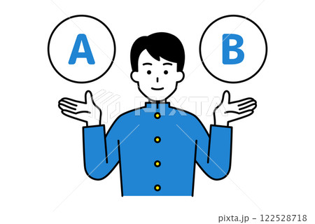 AとBの選択肢を提案する男子学生 122528718