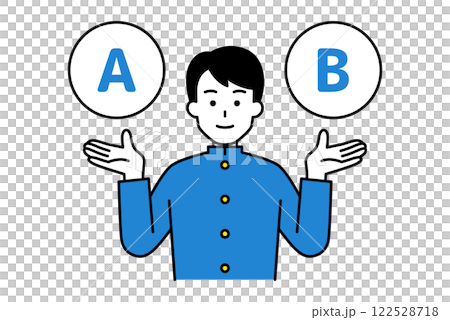 AとBの選択肢を提案する男子学生 122528718