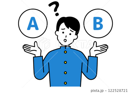 AとBの選択肢を迷っている男子学生 122528721