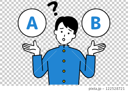 AとBの選択肢を迷っている男子学生 122528721
