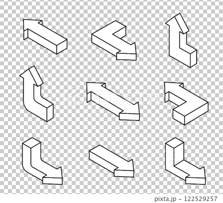 Simple arrow icon illustration set isometric 122529257