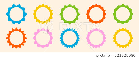 Set of circle frames with wavy edges. Squiggle photo borders with zig zag edges. Modern vector template Set of circle frames with wavy edges. Squiggle photo borders with zig zag edges. Modern vector template 122529980