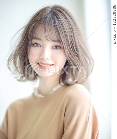 美容院で撮影する美しい女性「AI生成画像」 122529986