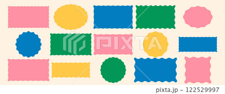 Squiggle geometric frames set. Trendy curved silhouette frame box. Modern vector template. 122529997