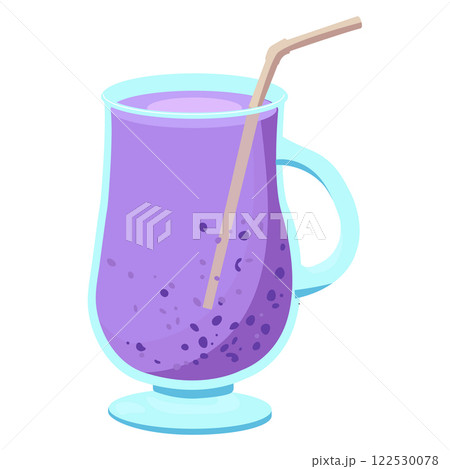 Lavender cocktail in a glass goblet with a straw. Vector illustration isolated on white background. 122530078