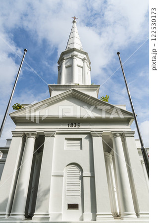 Building view of the Armenian Church, the oldest Christian church in Singapore. 122530173