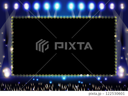 巨大モニターとステージのキラキラ背景素材 122530601