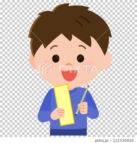 俳句を詠む男の子　イラスト 122530920