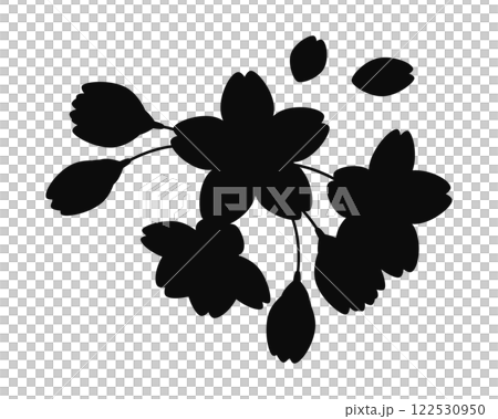 桜の花のシルエットのイラスト さくら 桜の花のシルエットのイラスト さくら 122530950