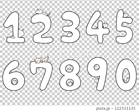 Nyanko and hand-drawn numbers set Nyanko and hand-drawn numbers set 122531135
