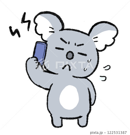 迷惑電話を受けるコアラ 迷惑電話を受けるコアラ 122531387