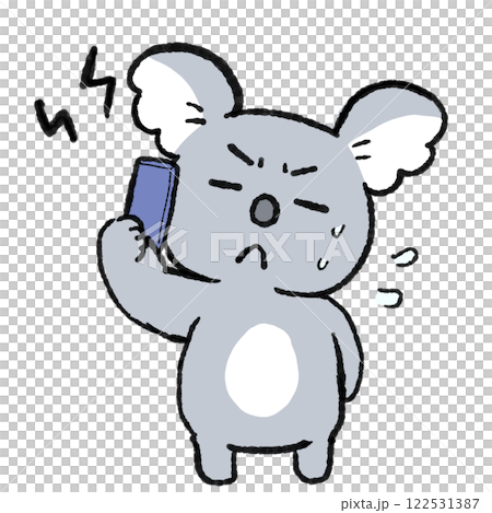 迷惑電話を受けるコアラ 迷惑電話を受けるコアラ 122531387
