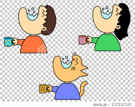 Gargle cat child illustration set 122532322