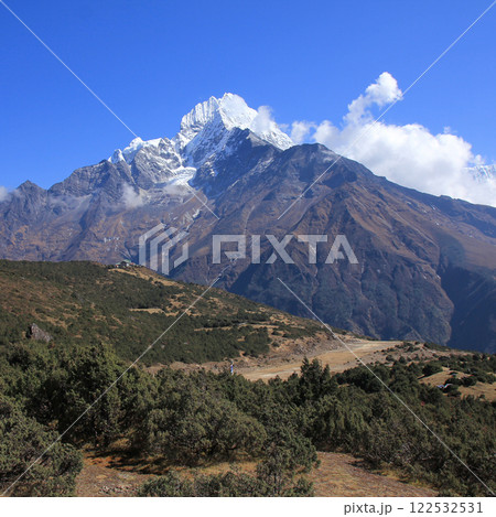 Syangboche Airport and Mount Thamserku, Khumbu, Nepal. Syangboche Airport and Mount Thamserku, Khumbu, Nepal. 122532531