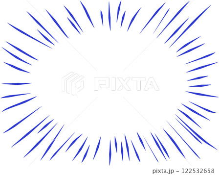 マンガで使われる集中線のフレーム（青） 122532658