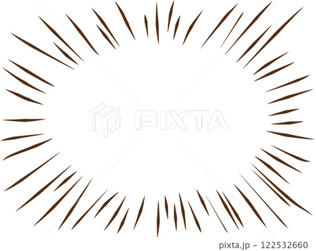 マンガで使われる集中線のフレーム（茶色） 122532660