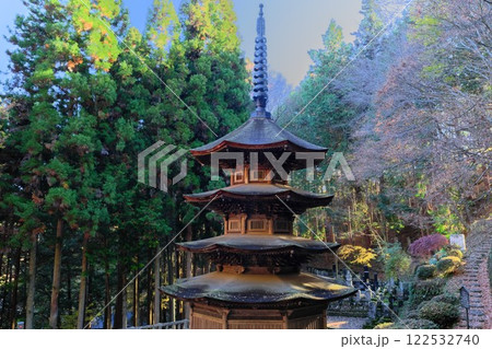 秋の信州別所温泉 安楽寺の八角三重塔静かに佇む 秋の信州別所温泉 安楽寺の八角三重塔静かに佇む 122532740