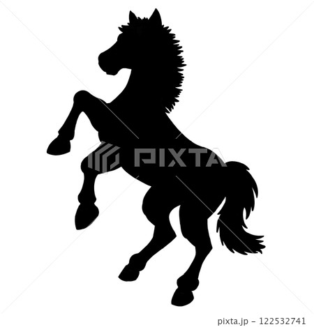 走る馬のシルエット　黒　アイコン　一頭 122532741