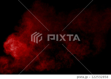 Abstract red smoke on black background. Red color clouds. 122532858