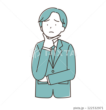 困っているスーツを着た男性　イラスト素材 122532971