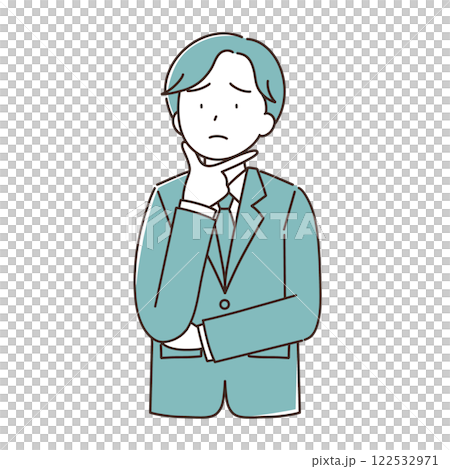 困っているスーツを着た男性　イラスト素材 122532971