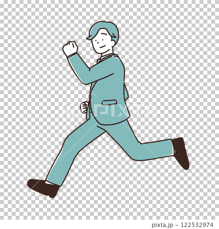 走るスーツ姿の男性　イラスト素材 122532974