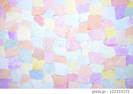 Confetti Patchwork Ripped and Torn Pieces of Watercolour Pastel Paper Pieces for Background 122533172