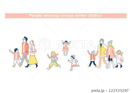 さまざまな冬服の人々 セット さまざまな冬服の人々 セット 122533297