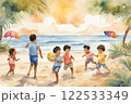 海辺で遊ぶ子供たち 海辺で遊ぶ子供たち 122533349