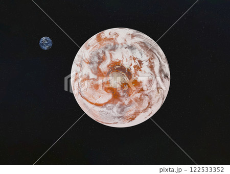 Planets Earth and artistically rendered fiction Mars planet. 122533352