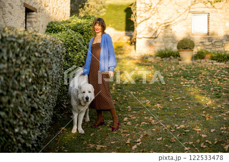 Woman with Maremma Dog 122533478