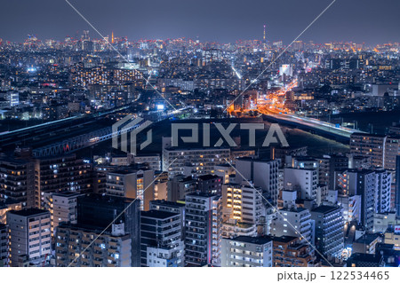 《東京都》東京の夜景・川崎市からのぞむ眺望 122534465