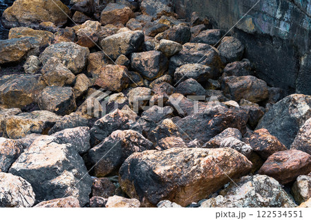 Close-Up of a Pile of Large Stones Creating a Natural Pattern 122534551