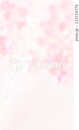 かわいいピンク色桜の花びらイメージの背景イラスト　縦ふわふわキラキラ 122534778