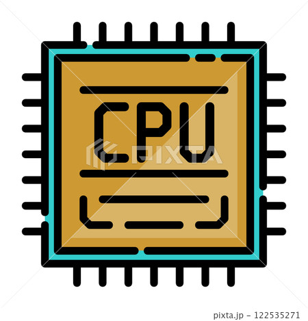 パソコンの性能を決める電子回路で演算をするCPUのイラスト 122535271