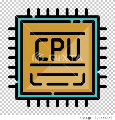 パソコンの性能を決める電子回路で演算をするCPUのイラスト 122535271