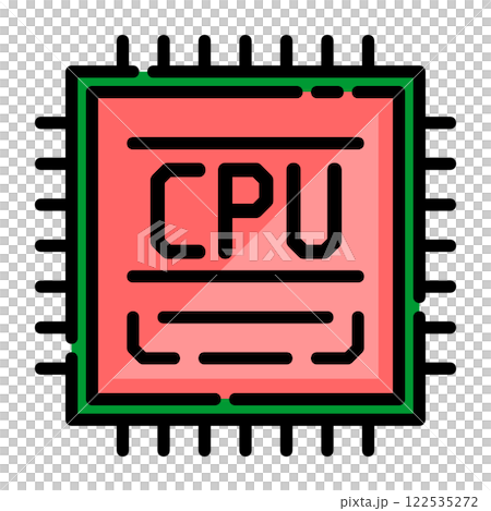 パソコンの性能を決める電子回路で演算をするCPUのイラスト 122535272