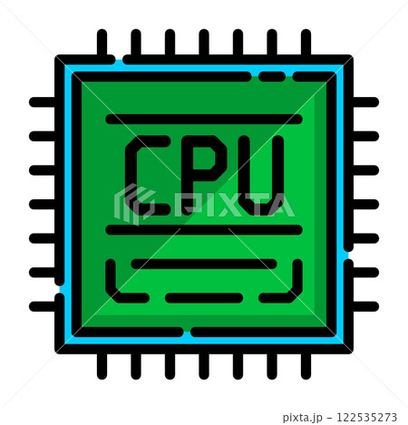 パソコンの性能を決める電子回路で演算をするCPUのイラスト パソコンの性能を決める電子回路で演算をするCPUのイラスト 122535273