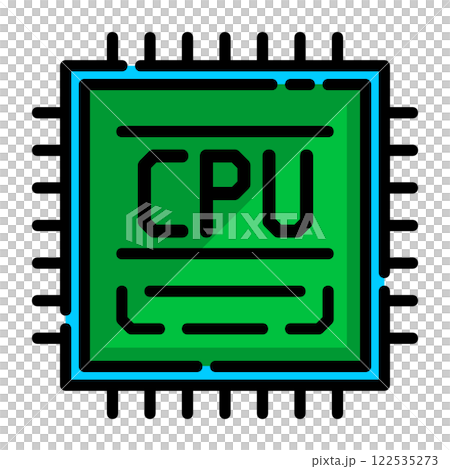 パソコンの性能を決める電子回路で演算をするCPUのイラスト パソコンの性能を決める電子回路で演算をするCPUのイラスト 122535273