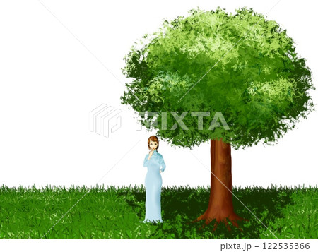 木陰に佇む美少女 122535366