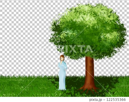 Beautiful girl standing in the shade 122535366