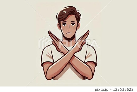 ダメ絶対をしている男性のイラスト 122535622