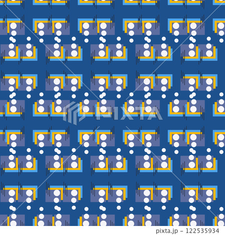 Abstract line shape geometric motif basic pattern continuous background. Oriental style tile modern lux fabric design textile swatch.  122535934