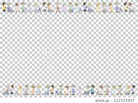 散歩する老人のフレームイラスト 散歩する老人のフレームイラスト 122535937