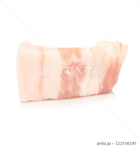 streaky pork piece cube isolated on white background streaky pork piece cube isolated on white background 122536295