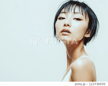 AI生成画像　アンニュイな若いアジア人女性のポートレート 122536830
