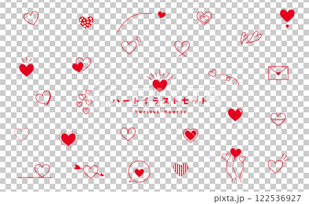 ハートイラストセット_赤色 122536927