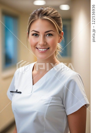 笑顔の女性看護師 ミディアムショット 笑顔の女性看護師 ミディアムショット 122536936